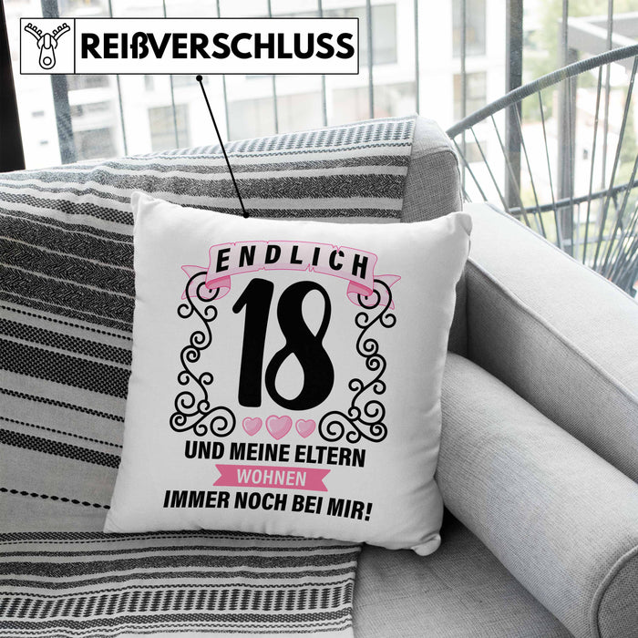 18er Geburtstag Kissen mit Füllung 40x40 Geschenk Mädchen Jungen Geschenkidee Lustig Spruch 18 Geschenke Geschenkideen zum 18 Bday 18. (Grau) Blau Trendation