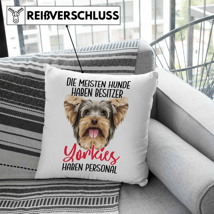 Yorkie-Besitzer Geschenk Kissen mit Füllung 40x40 Hund Yorkie Liebhaber Geschenkidee Die Meisten Hunde Haben Besitzer Yorkies Haben Personal (Grau) Blau Trendation