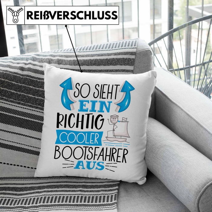 So Sieht Ein Richtig Cooler Bootsfahrer Aus Geschenk Kissen mit Füllung 40x40 Lustiger Spruch Geschenkidee (Grau) Rosa Trendation