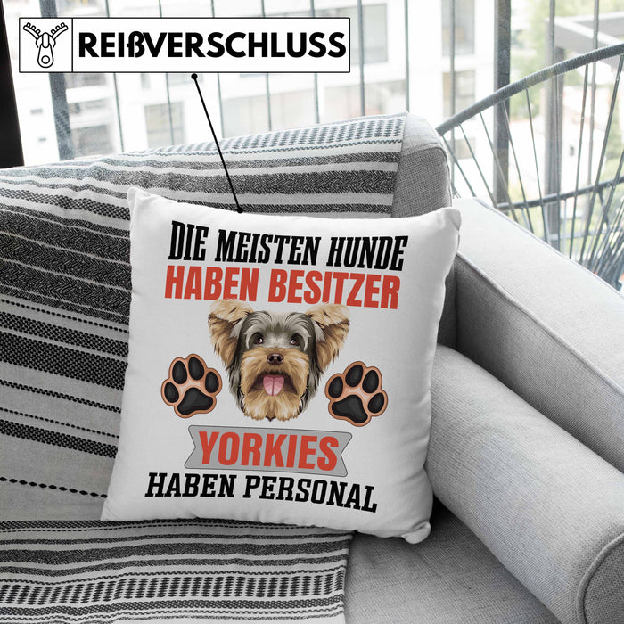 Yorkie Besitzer Kissen mit Füllung 40x40 Geschenk Lustiger Spruch Geschenkidee Besitzerin Yorkie Haben Personal (Grau) Grün Trendation