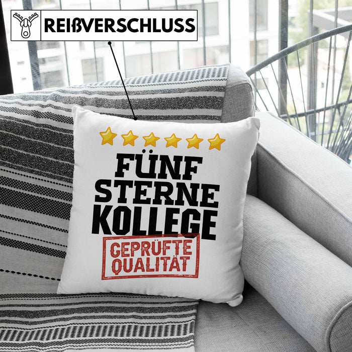 Bester Kollege Kissen mit Füllung 40x40 Geschenk für Besten Arbeitskollegen Lustiger Spruch 5 Sterne Kollege Geprüfte Qualität (Grau) Grün Trendation