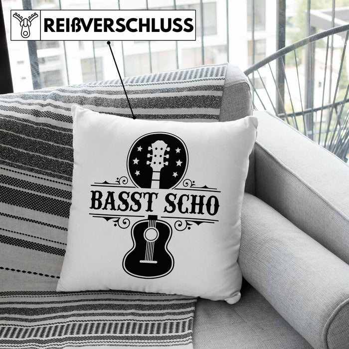 Bassist Kissen mit Füllung 40x40 Geschenk Bass-Spieler Geschenkidee Basst Scho Spruch (Grau) Grau Trendation
