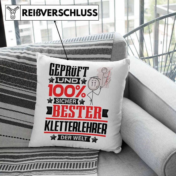Kletterlehrer Geschenk Lustiger Spruch für Kletterlehrer Geschenkidee Bester Kletterlehrer Der WeltKissen mit Füllung 40x40 (Grau) Rosa Trendation