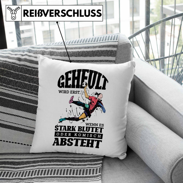 Lustige Handball-Kissen mit Füllung 40x40 Geschenk für Handballspieler Geheult Wird Erst Wenn Es Absteht (Grau) Blau Trendation