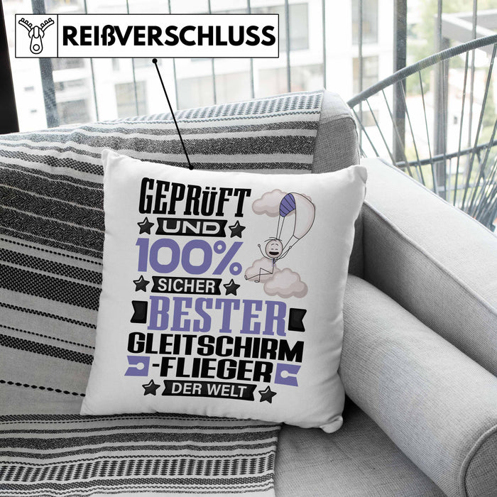 Gleitschirmflieger Geschenk Lustiger Spruch für Gleitschirmflieger Geschenkidee Bester Gleitschirmflieger Der WeltKissen mit Füllung 40x40 (Grau) Rosa Trendation