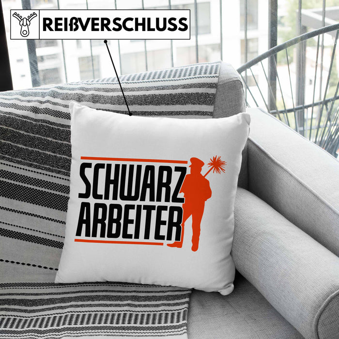 Lustiges Geschenk für Schornsteinfeger Spruch Geschenkdiee SchwarzarbeiterKissen mit Füllung 40x40 (Grau) Rosa Trendation