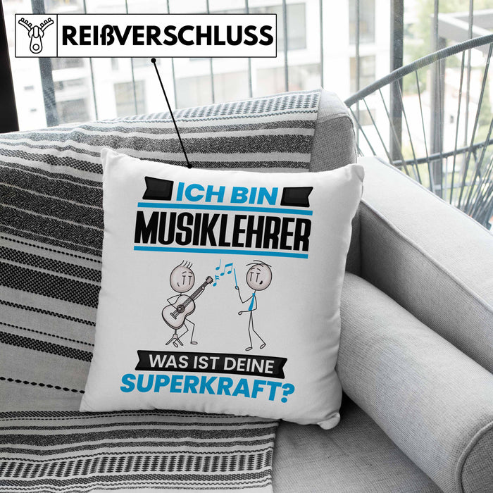 Musiklehrer Kissen mit Füllung 40x40 Geschenk für Musiklehrer Geburtstag Lustiger Spruch Was Ist Deine Superkraft (Grau) Grün Trendation