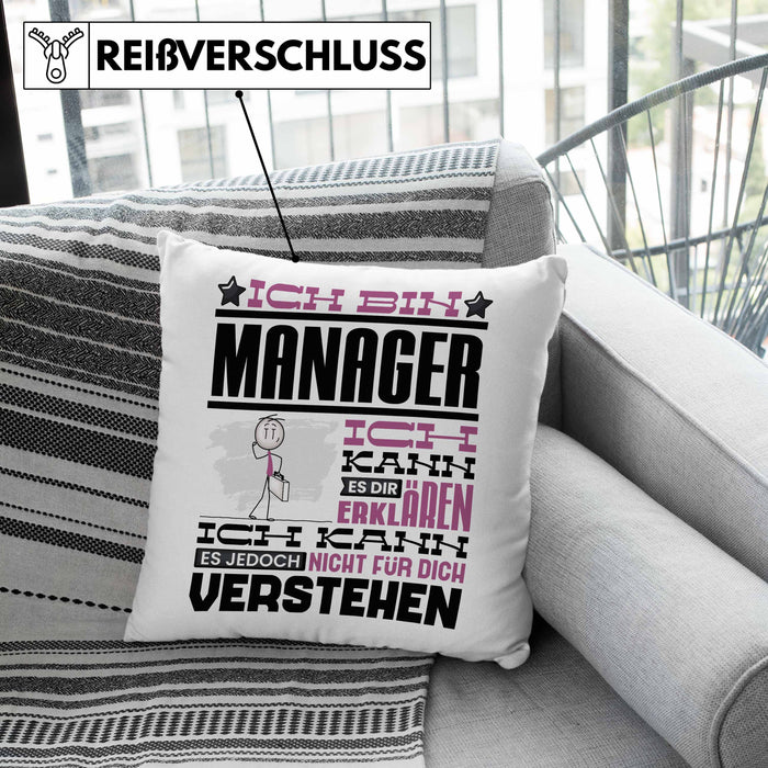 Manager Geschenk Kissen mit Füllung 40x40 Geschenkidee für Manager Geburtstag Lustiger Spruch Ich Bin Manager Ich Kann Es Dir Erklären Aber Nicht Für Dich Verstehen (Grau) Grün Trendation