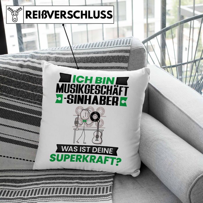 Musikgeschäftsinhaber Kissen mit Füllung 40x40 Geschenk für Musikgeschäftsinhaber Geburtstag Lustiger Spruch Was Ist Deine Superkraft (Grau) Grau Trendation