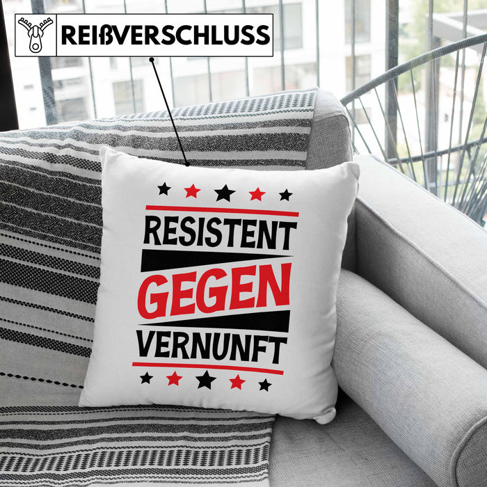 Resistent Gegen Vernunft Kissen mit Füllung 40x40 Geschenk Häferl (Grau) Rosa Trendation