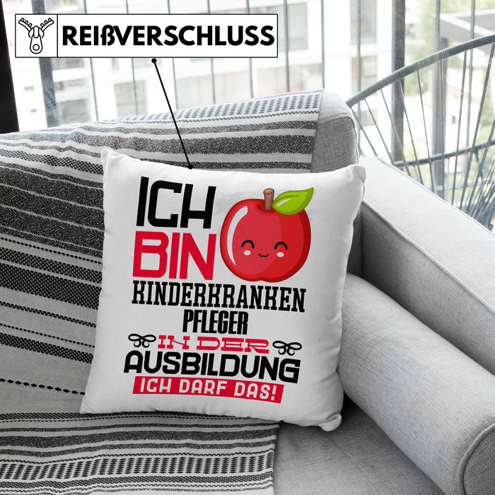 Kinderkrankenpfleger Ausbildung Kissen mit Füllung 40x40 Geschenk Ich Bin Kinderkrankenpfleger In Der Ausbildung Ich Darf Das Geschenkidee Spruch (Grau) Grün Trendation