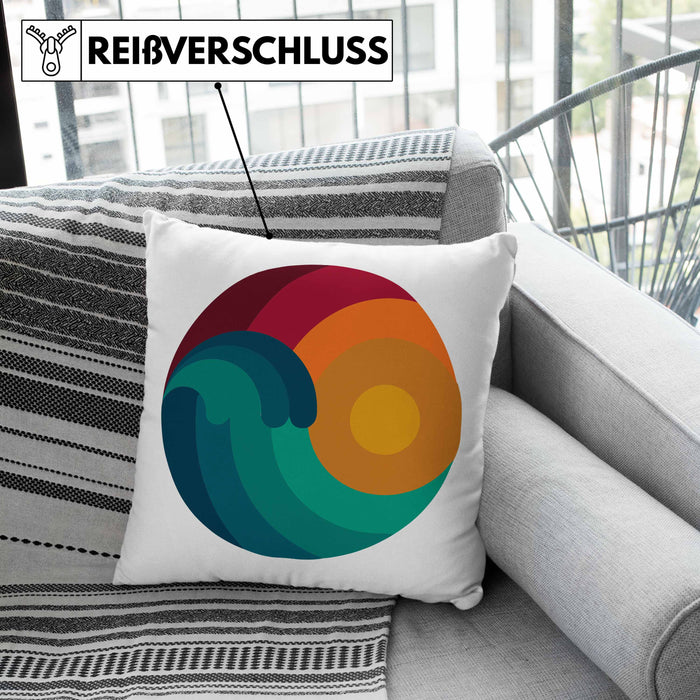 Kitesurfing Kissen mit Füllung 40x40 Geschenk für Kitesurfer Geschenkidee Retro Vintage Grafiken (Grau) Grün Trendation