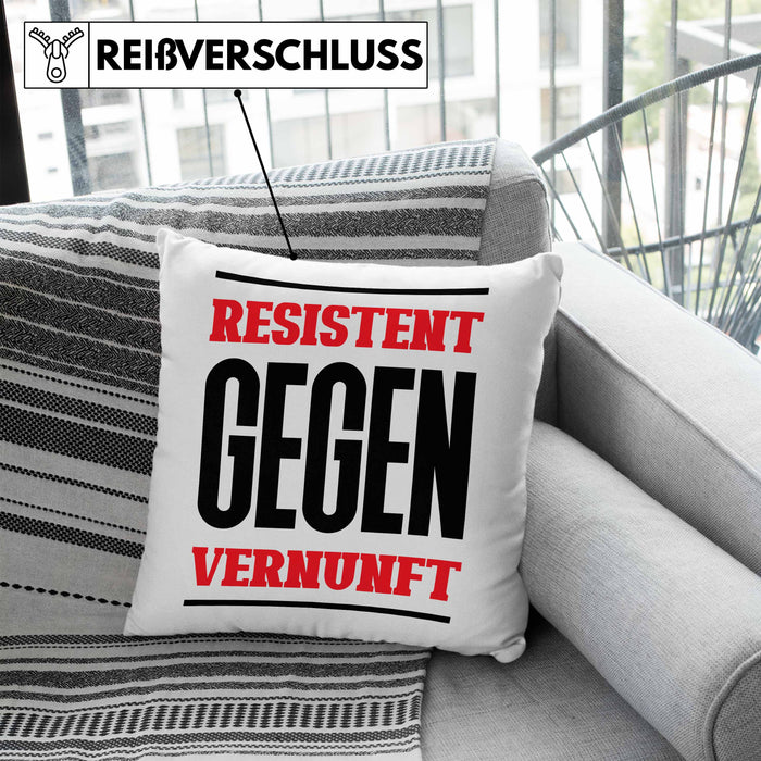 System Kissen mit Füllung 40x40 Geschenk Spruch Lustig Resistent Gegen Vernupft Geschenkidee Geburtstag (Grau) Blau Trendation