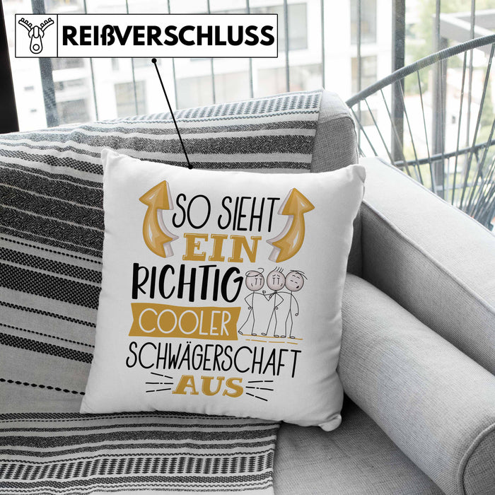 So Sieht Ein Richtig Cooler Schwägerschaft Aus Geschenk Kissen mit Füllung 40x40 Lustiger Spruch Geschenkidee (Grau) Grün Trendation