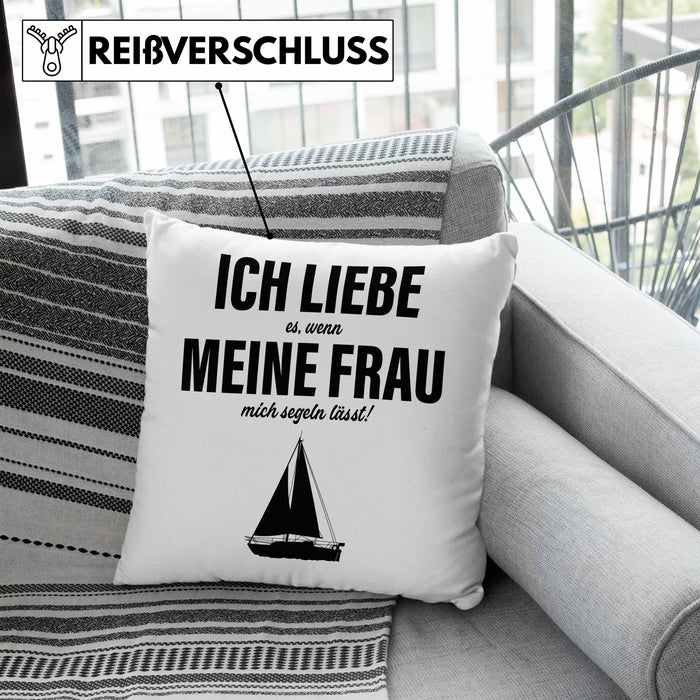 Kissen mit Füllung 40x40 für Segler Geschenke Männer Kissen mit Füllung 40x40 Geschenkideen Zubehör Gadgeds Segeln Lustig (Grau) Blau Trendation