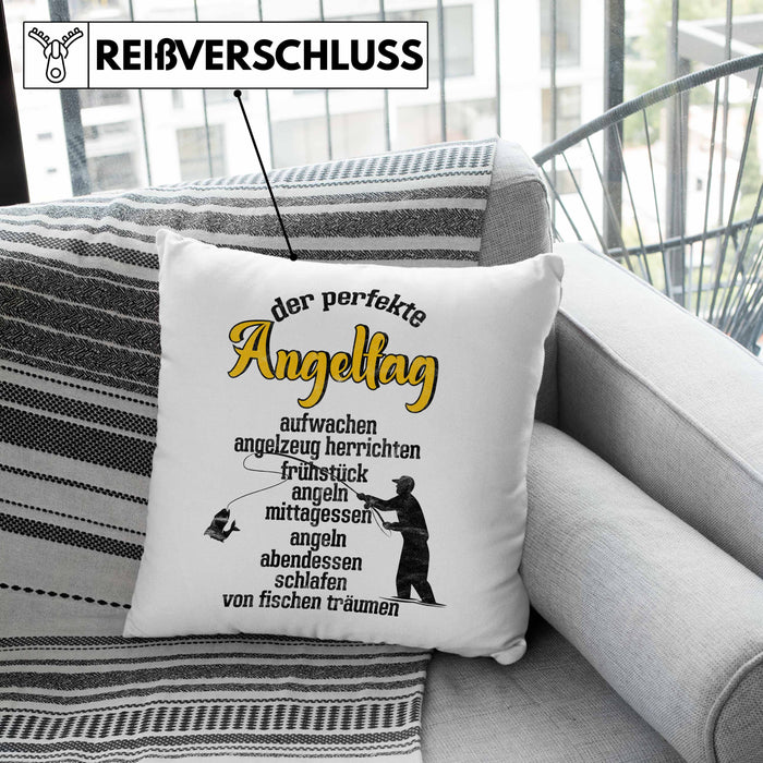 Kissen mit Füllung 40x40 für Angler Geschenk für Fischer Geschenkidee (Grau) Grün Trendation