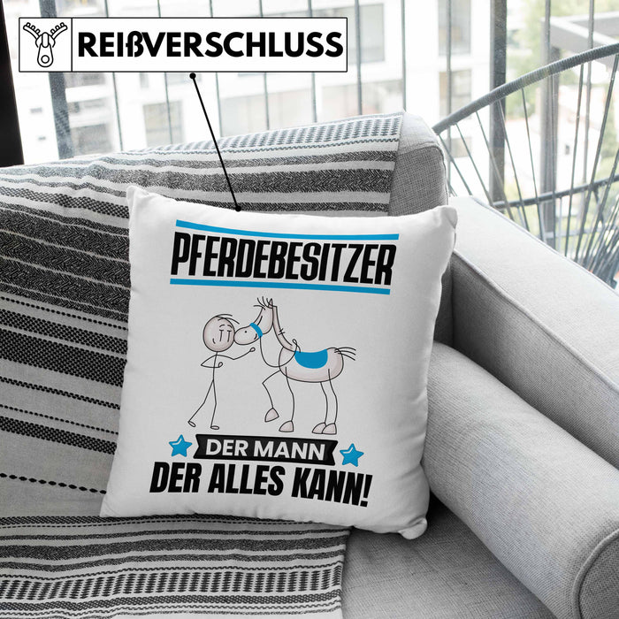 Pferdebesitzer Kissen mit Füllung 40x40 Geschenk für Pferdebesitzer Der Mann Der Alles Kann Geschenkidee zum Geburtstag (Grau) Rosa Trendation