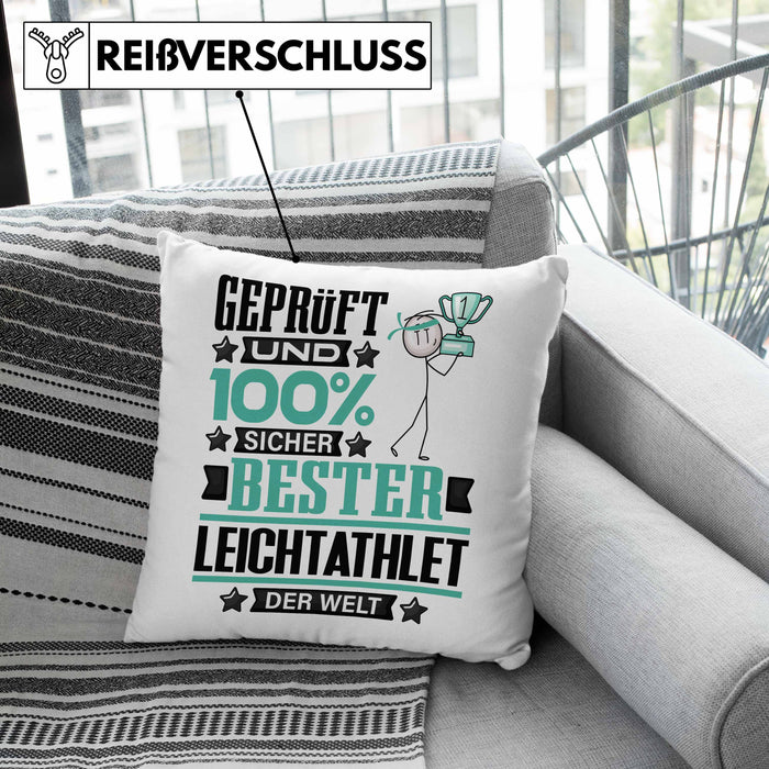 Leichtathlet Geschenk Lustiger Spruch für Leichtathlet Geschenkidee Bester Leichtathlet Der WeltKissen mit Füllung 40x40 (Grau) Rosa Trendation
