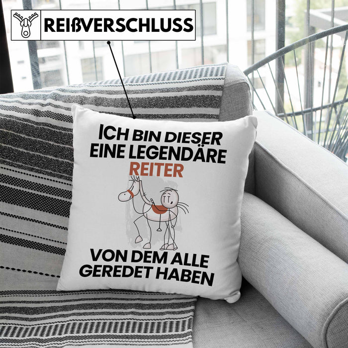 Reiter Geschenk Kissen mit Füllung 40x40 Lustige Geschenkidee Geburtstag für Reiter Ich Bin Dieser Legendäre Reiter Von Dem Alle Geredet Haben (Grau) Blau Trendation