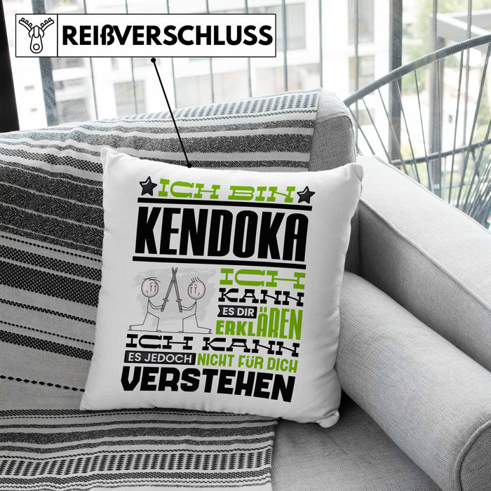 Kendoka Geschenk Kaffee-Kissen mit Füllung 40x40 Geschenkidee für Kendoka Ich Bin Kendoka Ich Kann Es Dir Erklären Jedoch Nicht Für Dich Verstehen Spruch Lustig (Grau) Blau Trendation