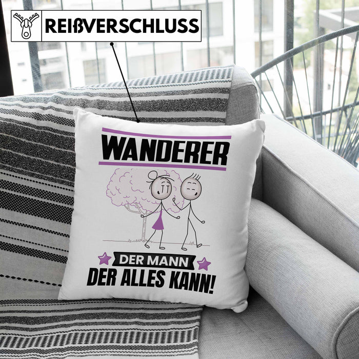 Wandern Kissen mit Füllung 40x40 Geschenk für Wandern Der Mann Der Alles Kann Geschenkidee zum Geburtstag (Grau) Grün Trendation