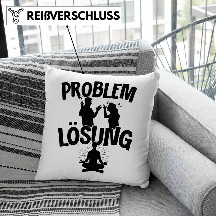 Yoga Kissen mit Füllung 40x40 Geschenk für Yogalehrer Männer Geschenkidee Problem und Lösung Yoga (Grau) Rosa Trendation