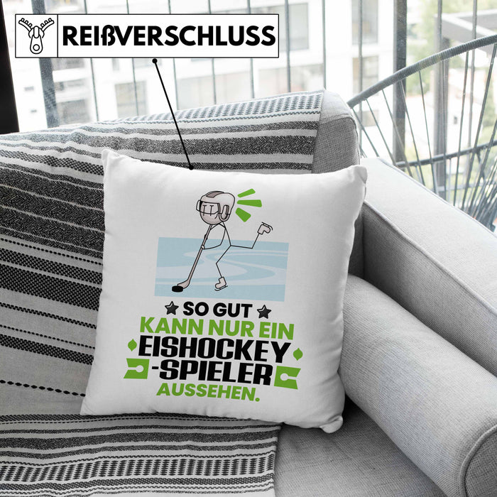 Eishockeyspieler Geschenk Kissen mit Füllung 40x40 So Gut Kann Nur Ein Eishockeyspieler Aussehen Geschenkidee (Grau) Grün Trendation