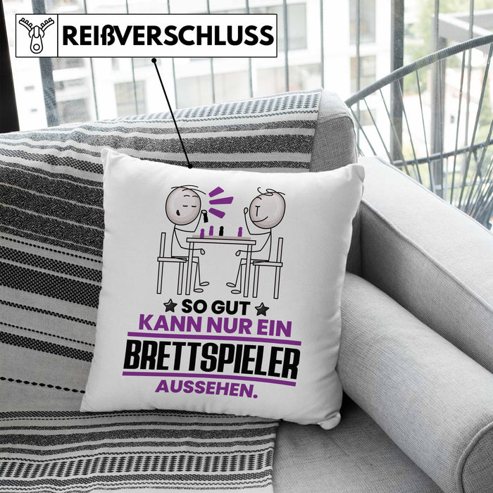 Brettspieler Geschenk Kissen mit Füllung 40x40 So Gut Kann Nur Ein Brettspieler Aussehen Geschenkidee (Grau) Blau Trendation
