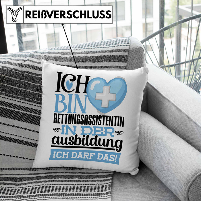 Rettungsassistentin Ausbildung Start Geschenk Kissen mit Füllung 40x40 Ich Bin Rettungsassistentin In Der Ausbildung Ich Darf Das Geschenkidee (Grau) Grau Trendation