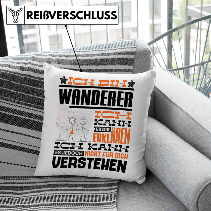 Wandern Geschenk Kaffee-Kissen mit Füllung 40x40 Geschenkidee für Wandern Ich Bin Wandern Ich Kann Es Dir Erklären Jedoch Nicht Für Dich Verstehen Spruch Lustig (Grau) Rosa Trendation
