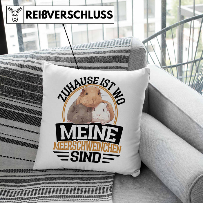 Meerschweinchen Geschenk Kissen mit Füllung 40x40 Spruch Meerschweinchen-Besitzerin Geschenkidee (Grau) Blau Trendation