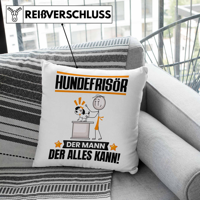 Hundefrisör Kissen mit Füllung 40x40 Geschenk für Hundefrisör Der Mann Der Alles Kann Geschenkidee zum Geburtstag (Grau) Grau Trendation