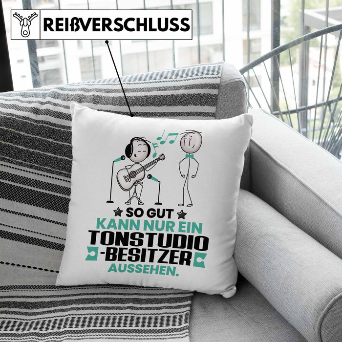 Tonstudio-Besitzer Geschenk Kissen mit Füllung 40x40 So Gut Kann Nur Ein Tonstudio-Besitzer Aussehen Geschenkidee (Grau) Blau Trendation
