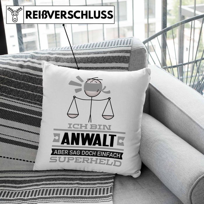 Anwalt Geschenk Kissen mit Füllung 40x40 Ich Bin Anwalt Aber Sag Doch Einfach Superheld Lustige Geschenkdiee für Anwalt (Grau) Rosa Trendation