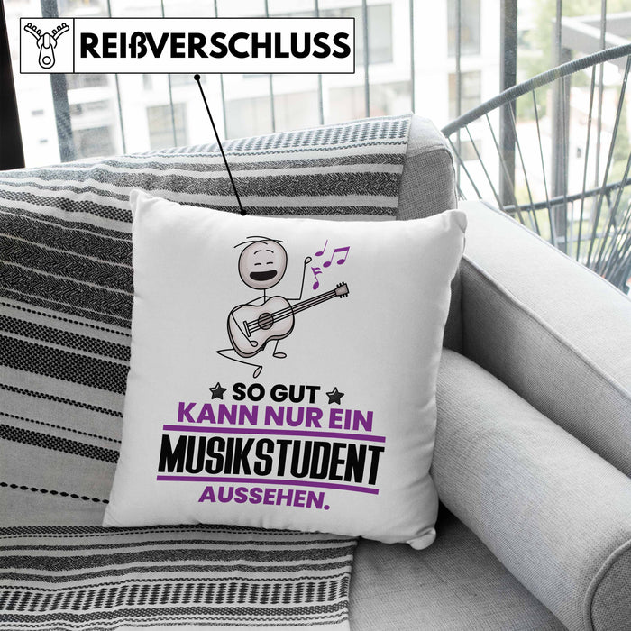 Musikstudent Geschenk Kissen mit Füllung 40x40 So Gut Kann Nur Ein Musikstudent Aussehen Geschenkidee (Grau) Blau Trendation