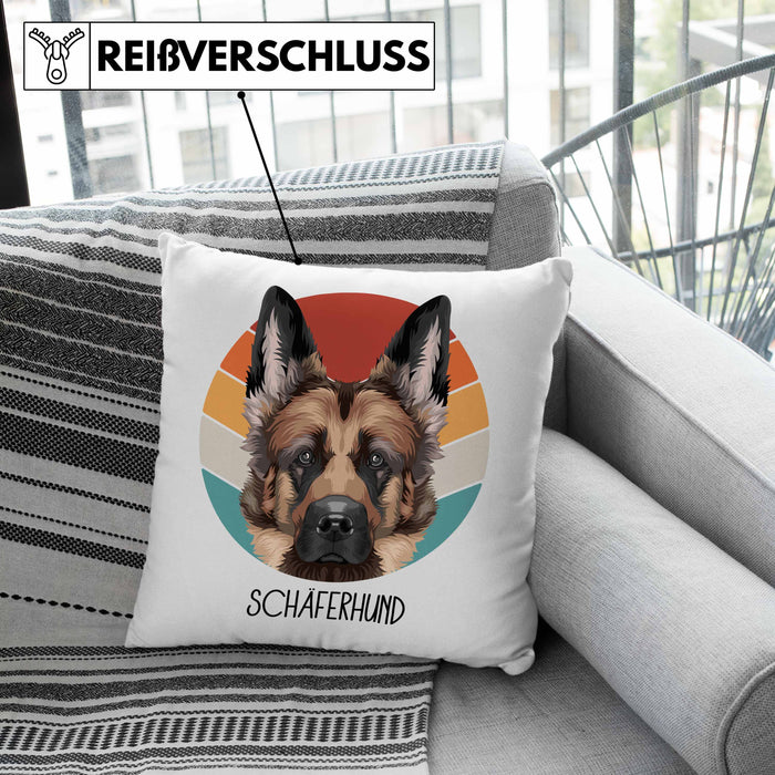Schäferhund Besitzer Kissen mit Füllung 40x40 Geschenk Lustiger Spruch Geschenkidee Schäferhund Mama Papa (Grau) Grau Trendation