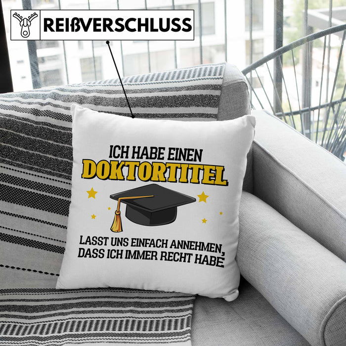 Lustige Kissen mit Füllung 40x40 Doktortitel Bestanden- Geschenk Bestandene Prüfung (Grau) Grün Trendation