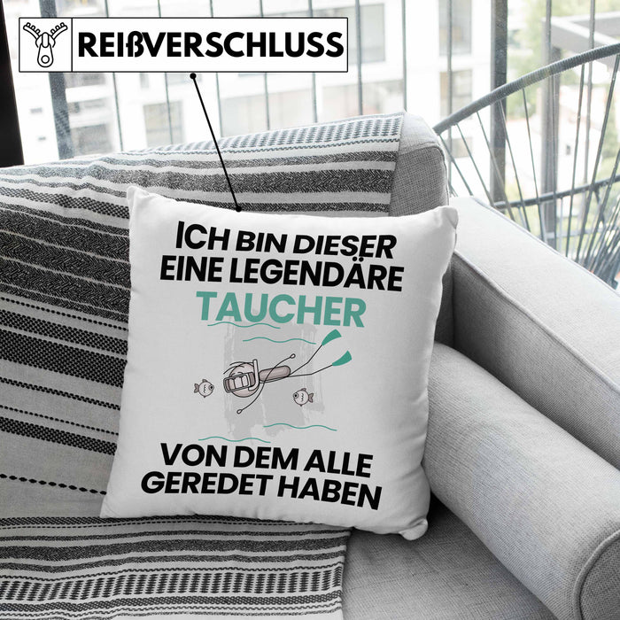 Taucher Geschenk Kissen mit Füllung 40x40 Lustige Geschenkidee Geburtstag für Taucher Ich Bin Dieser Legendäre Taucher Von Dem Alle Geredet Haben (Grau) Grün Trendation