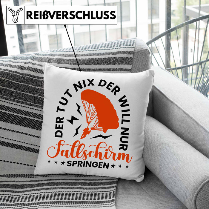 Kissen mit Füllung 40x40 Fallschirmspringer Geschenk Spruch Geschenkidee Fallschirm Springer (Grau) Grau Trendation