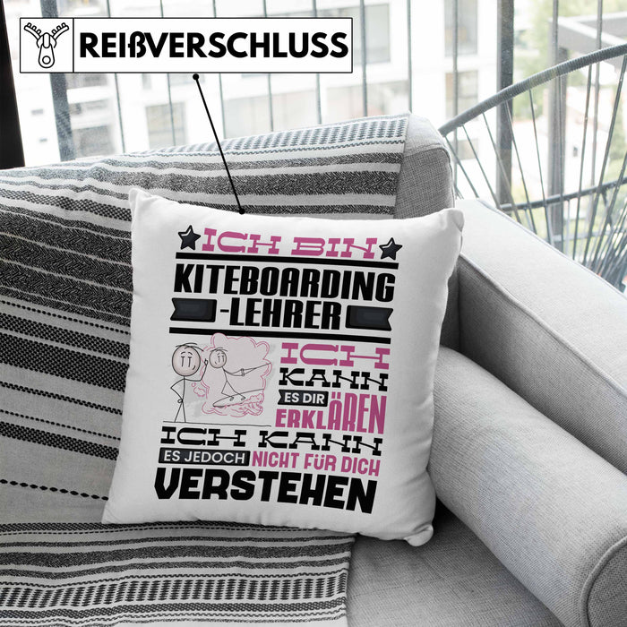 Kiteboarding-Lehrer Geschenk Kaffee-Kissen mit Füllung 40x40 Geschenkidee für Kiteboarding-Lehrer Ich Bin Kiteboarding-Lehrer Ich Kann Es Dir Erklären Jedoch Nicht Für Dich Verstehen Spruch Lustig (Grau) Blau Trendation