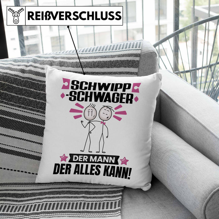 Schwippschwager Kissen mit Füllung 40x40 Geschenk für Schwippschwager Der Mann Der Alles Kann Geschenkidee zum Geburtstag (Grau) Grau Trendation