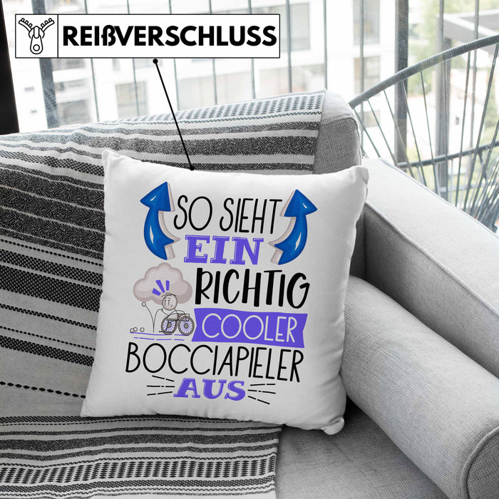 So Sieht Ein Richtig Cooler Bocciapieler Aus Geschenk Kissen mit Füllung 40x40 Lustiger Spruch Geschenkidee (Grau) Grün Trendation