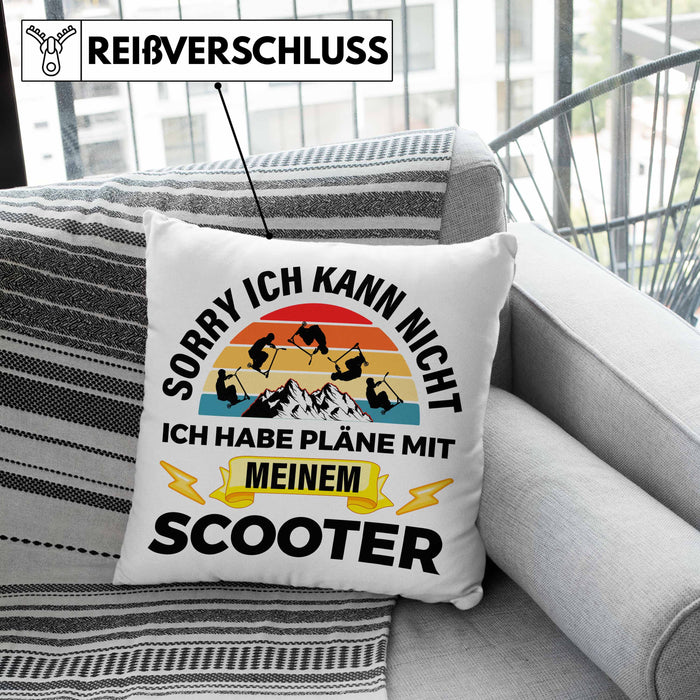 Scooter Roller Fahrer Geschenk Kissen mit Füllung 40x40 Scooterfahrer Geschenkidee Scooting Geschenkidee Jungs Profi Scooterfahrer Pro Grafik Stunts (Grau) Rosa Trendation