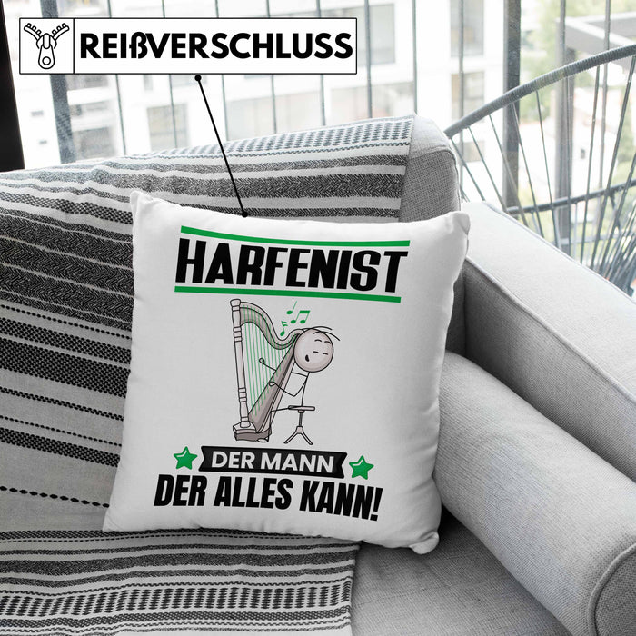 Harfenist Kissen mit Füllung 40x40 Geschenk für Harfenist Der Mann Der Alles Kann Geschenkidee zum Geburtstag (Grau) Grau Trendation