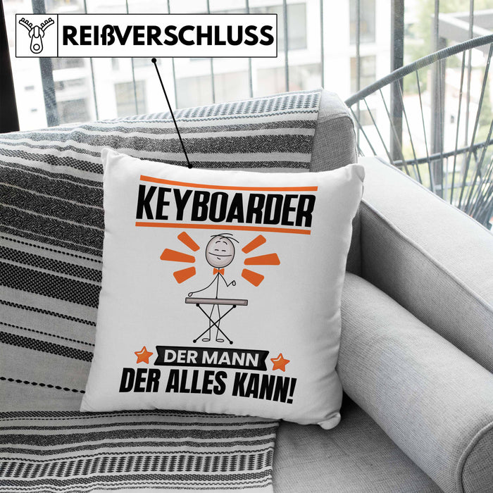 Keyboarder Kissen mit Füllung 40x40 Geschenk für Keyboarder Der Mann Der Alles Kann Geschenkidee zum Geburtstag (Grau) Blau Trendation
