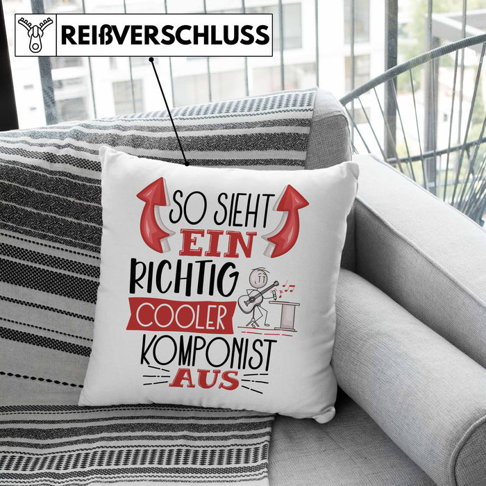 So Sieht Ein Richtig Cooler Komponist Aus Kissen mit Füllung 40x40 Geschenk für Kompinisten Geburtstag Geschenkdiee (Grau) Grün Trendation