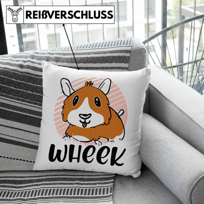 Meerschweinchen Geschenk Kissen mit Füllung 40x40 Spruch Meerschweinchen-Besitzerin Geschenkidee Wheek (Grau) Grau Trendation