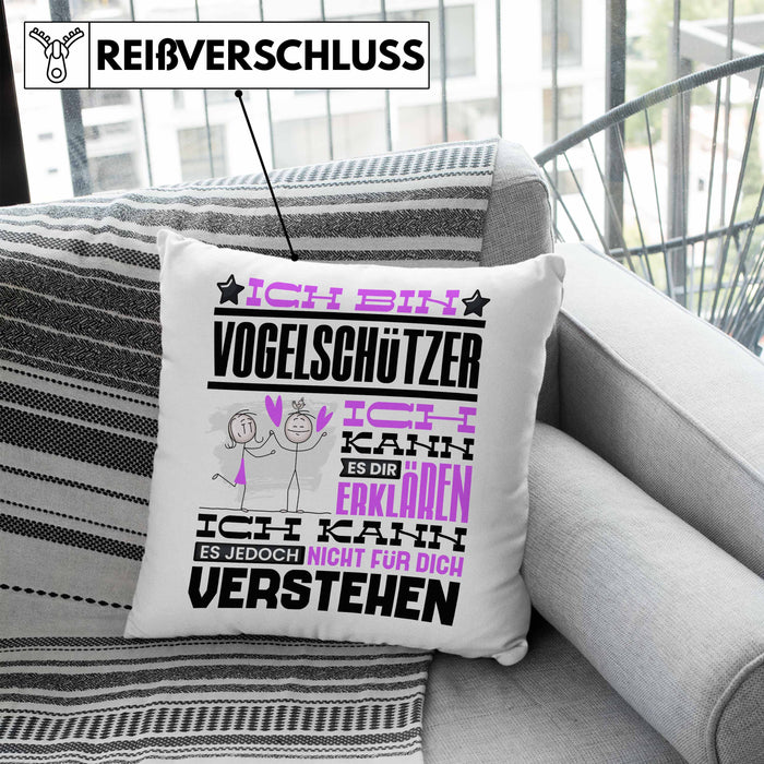 Vogelschützer Geschenk Kaffee-Kissen mit Füllung 40x40 Geschenkidee für Vogelschützer Ich Bin Vogelschützer Ich Kann Es Dir Erklären Jedoch Nicht Für Dich Verstehen Spruch Lustig (Grau) Blau Trendation
