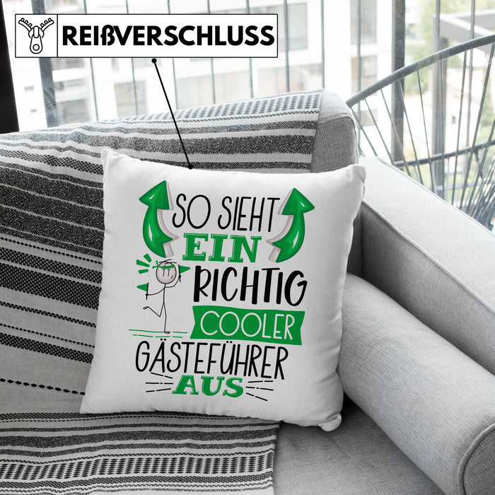 Gästeführer Kissen mit Füllung 40x40 Geschenk So Sieht Ein RIchtig Cooler Gästeführer Aus Geschenkidee Lustiger Spruch Geburtstag (Grau) Rosa Trendation