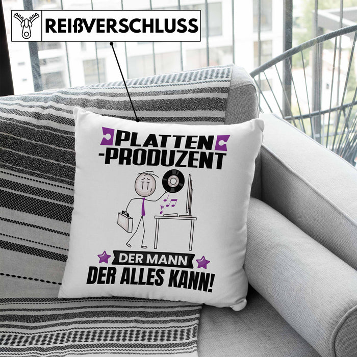 Plattenproduzent Kissen mit Füllung 40x40 Geschenk für Plattenproduzent Der Mann Der Alles Kann Geschenkidee zum Geburtstag (Grau) Blau Trendation